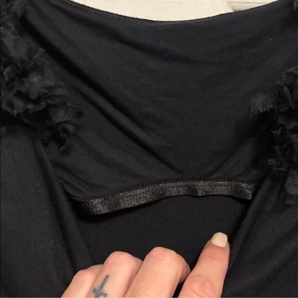 BCBG MAXAZRIA•Chiffon trim black tank top medium - Picture 5 of 7